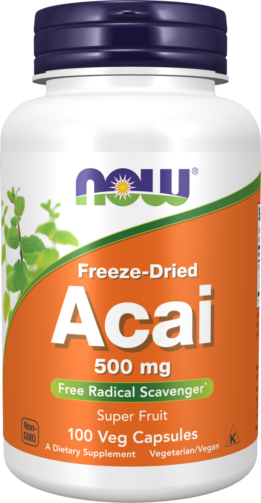 NOW Supplements, Acai 500 mg, Freeze-Dried Super Fruit, 100 Veg Caps