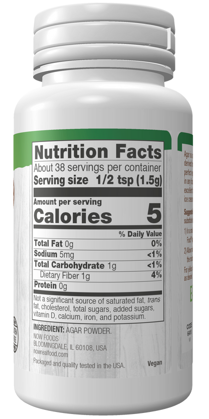 NOW Foods, Agar Powder, Vegan Substitute for Gelatin, 2 oz