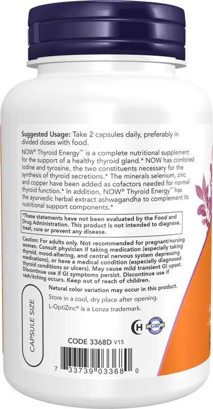 NOW Supplements, Thyroid Energy™, Iodine and Tyrosine, 90 Veg Caps