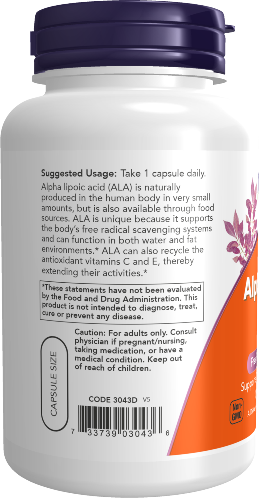 NOW Supplements, Alpha Lipoic Acid 250 mg, 120 Veg Caps