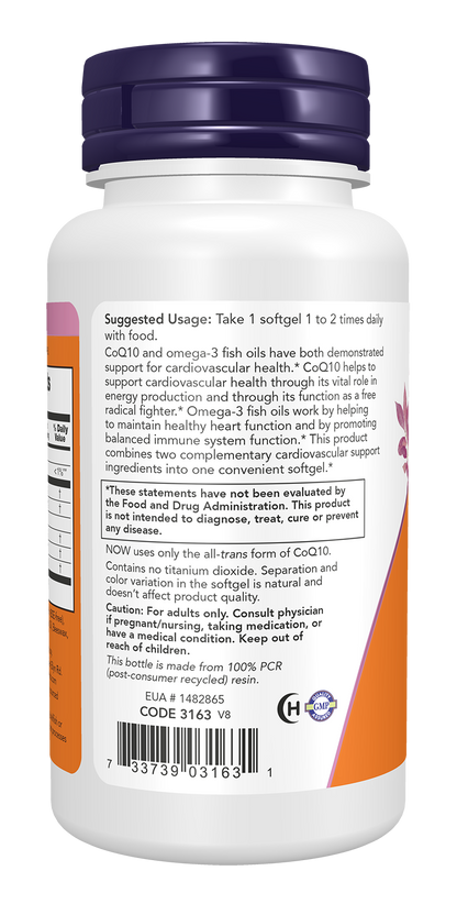 NOW Supplements, CoQ10 60 mg with Omega 3 Fish Oil, 60 Softgels