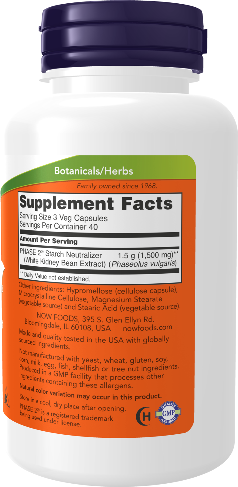 NOW Supplements, Phase 2® (White Kidney Bean Extract) 500 mg, 120 Veg Caps