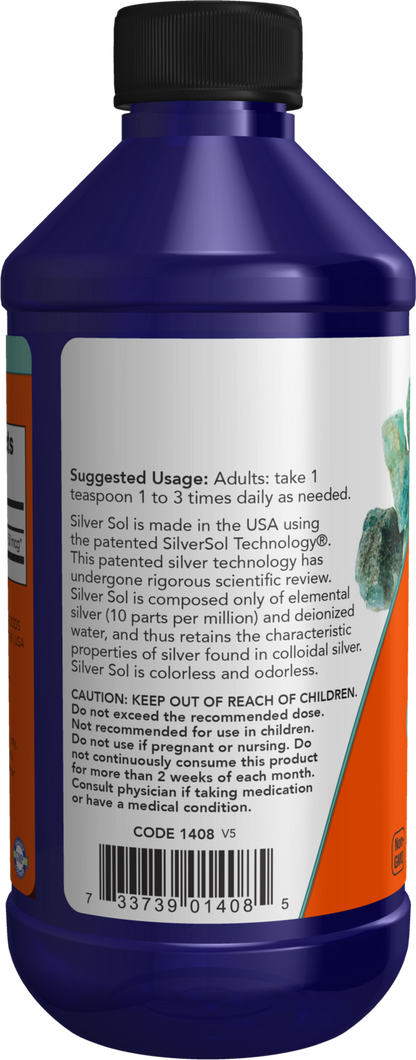 NOW Supplements, Silver Sol 10 PPM, Elemental Silver, Deionized, 8 fl oz