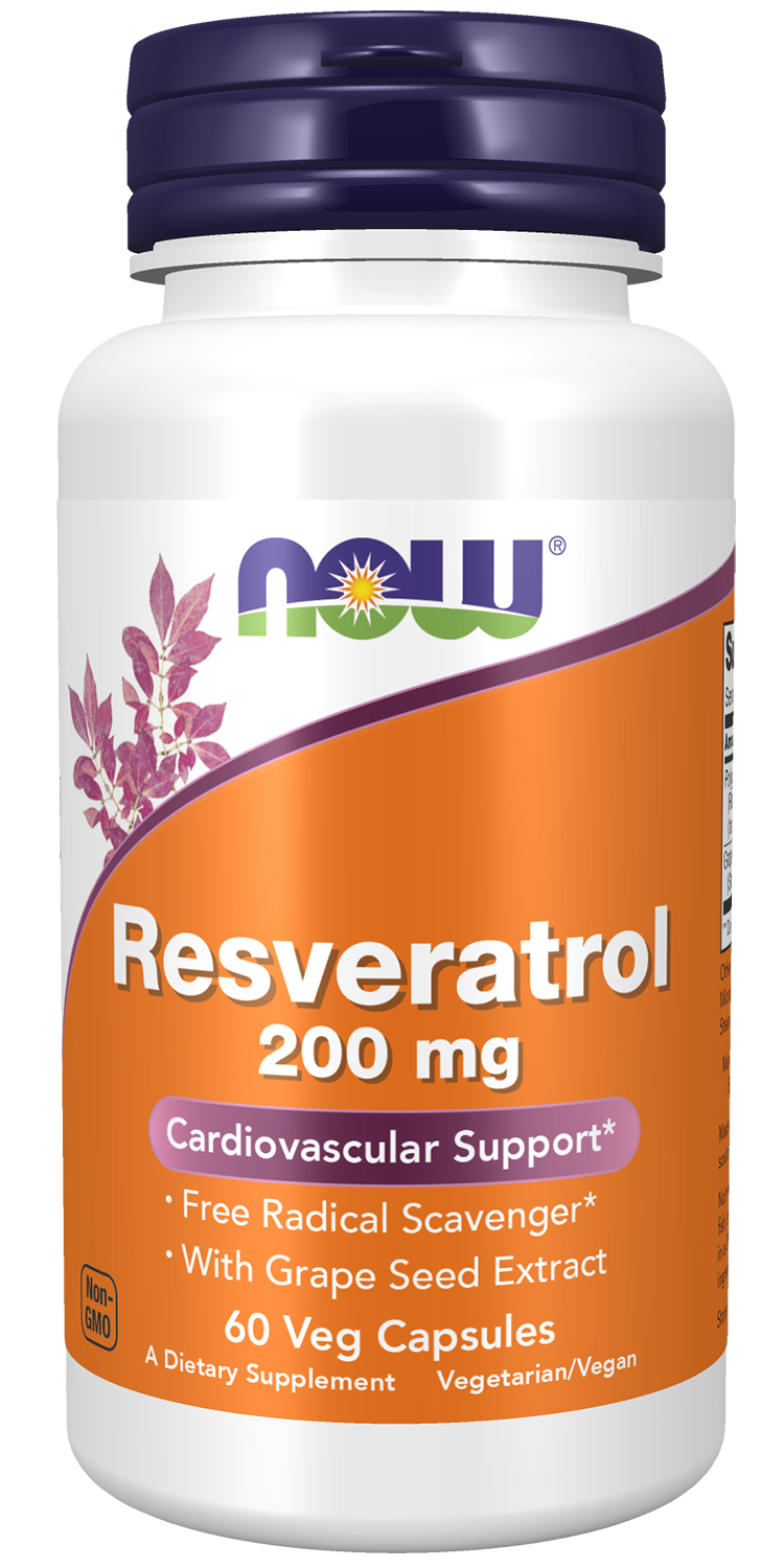 NOW Supplements, Resveratrol 200 mg, Grape Seed Extract, 60 Veg Caps