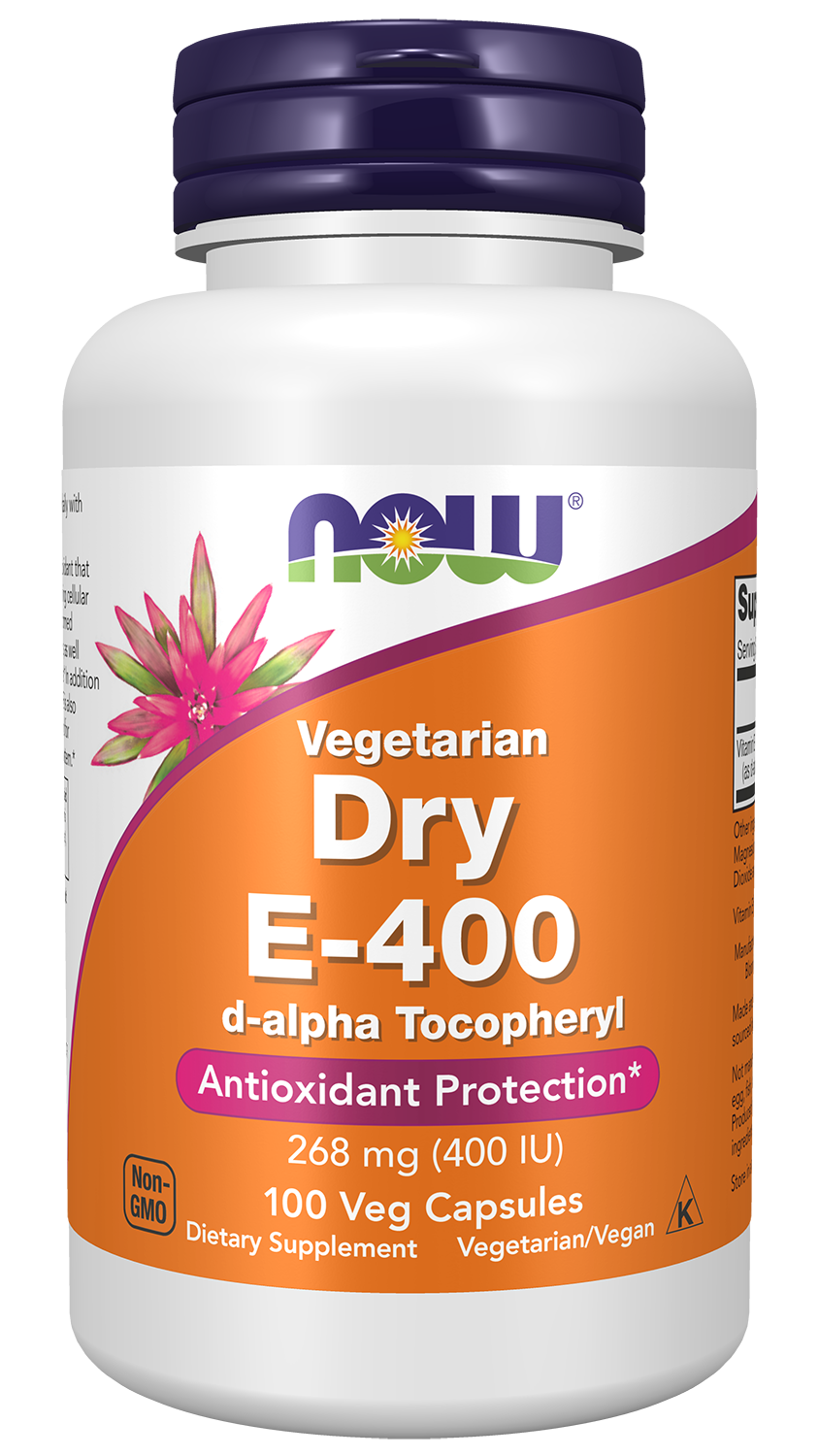 NOW Supplements, Vitamin E-400 IU D-Alpha Tocopheryl, Dry, 100 Veg Caps