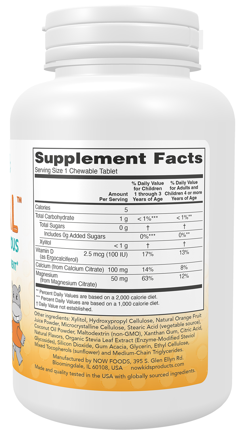 NOW Supplements, Kid Cal, Orange Flavor, 100 Chewables