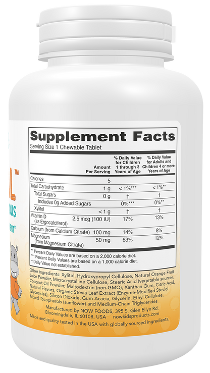 NOW Supplements, Kid Cal, Orange Flavor, 100 Chewables