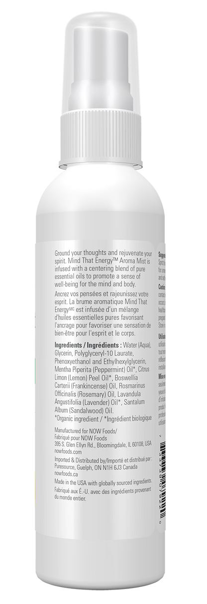 NOW Essential Oils, Mind That Energy™ Grounding Aroma Mist, 4 fl. oz.