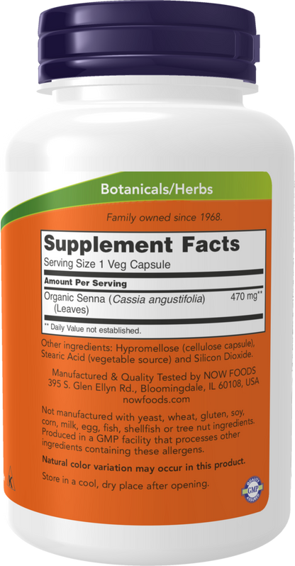 NOW Supplements, Senna Leaves 470 mg, Supports Regularity*, 100 Veg Caps