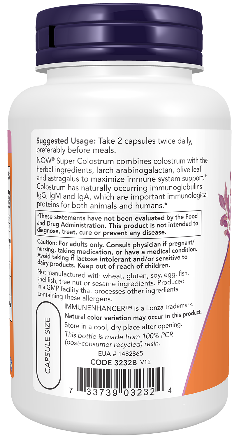NOW Supplements, Super Colostrum 500 mg, 90 Veg Caps