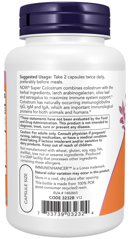 NOW Supplements, Super Colostrum 500 mg, 90 Veg Caps