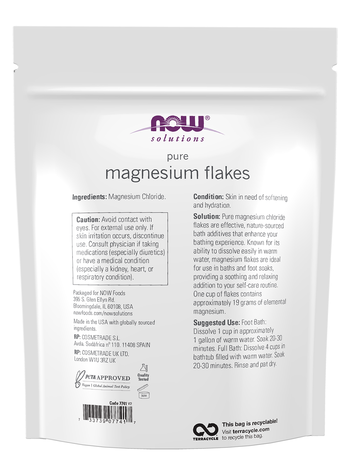 NOW Solutions, Magnesium Flakes, from the Ancient Seabed, 26.5 oz