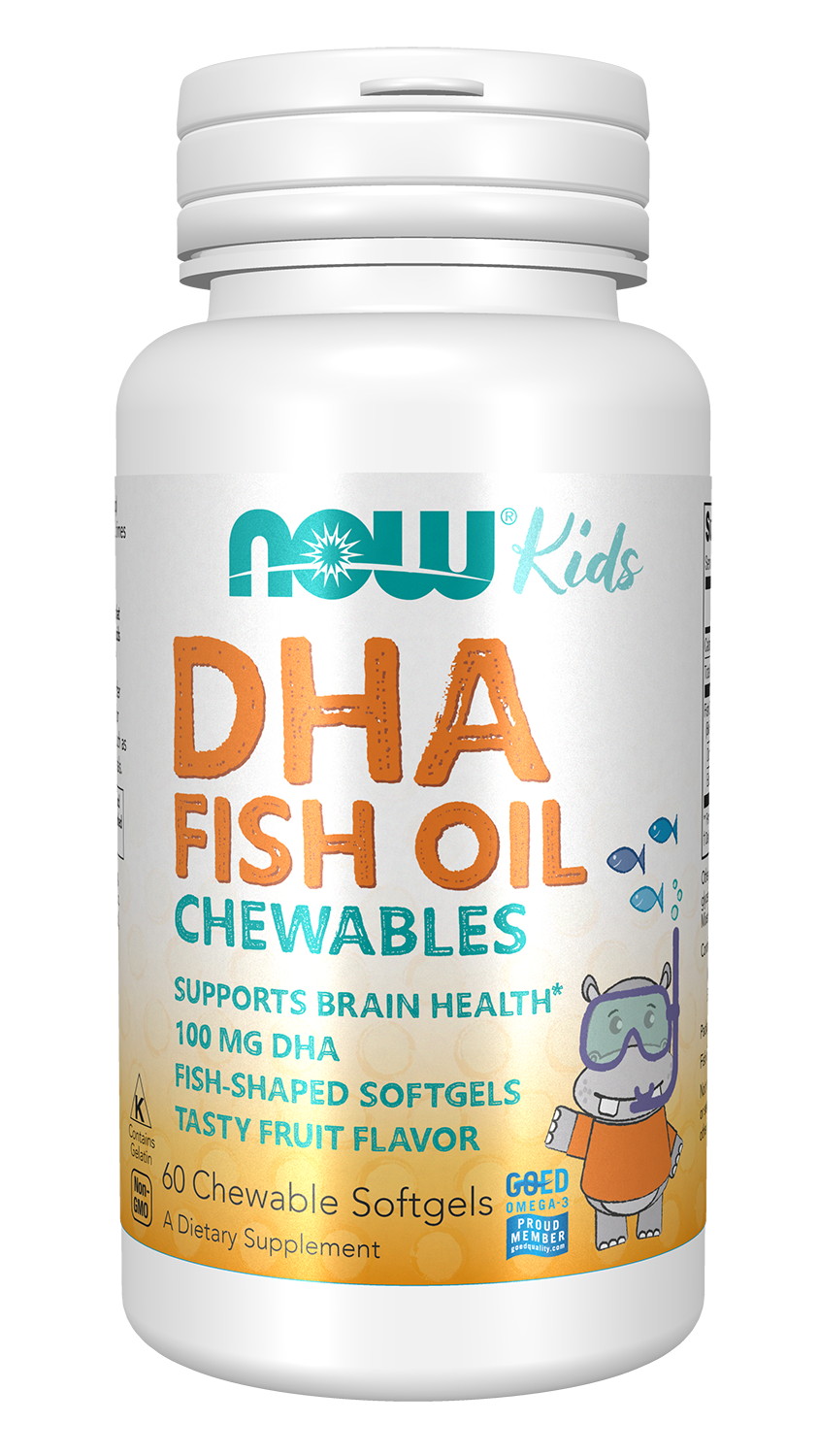 NOW Supplements, DHA Kids 100 mg, Fruit Flavor, 60 Chewable Softgels