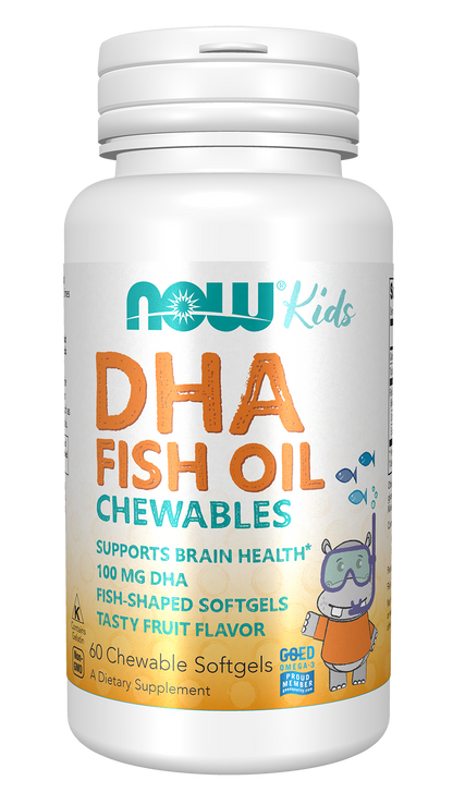 NOW Supplements, DHA Kids 100 mg, Fruit Flavor, 60 Chewable Softgels
