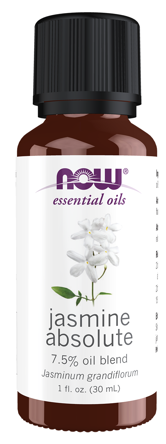 NOW Essential Oils, Jasmine Absolute Oil Blend with Jojoba, 1 fl. oz