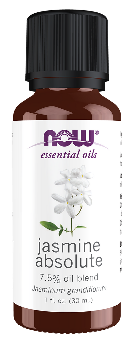 NOW Essential Oils, Jasmine Absolute Oil Blend with Jojoba, 1 fl. oz