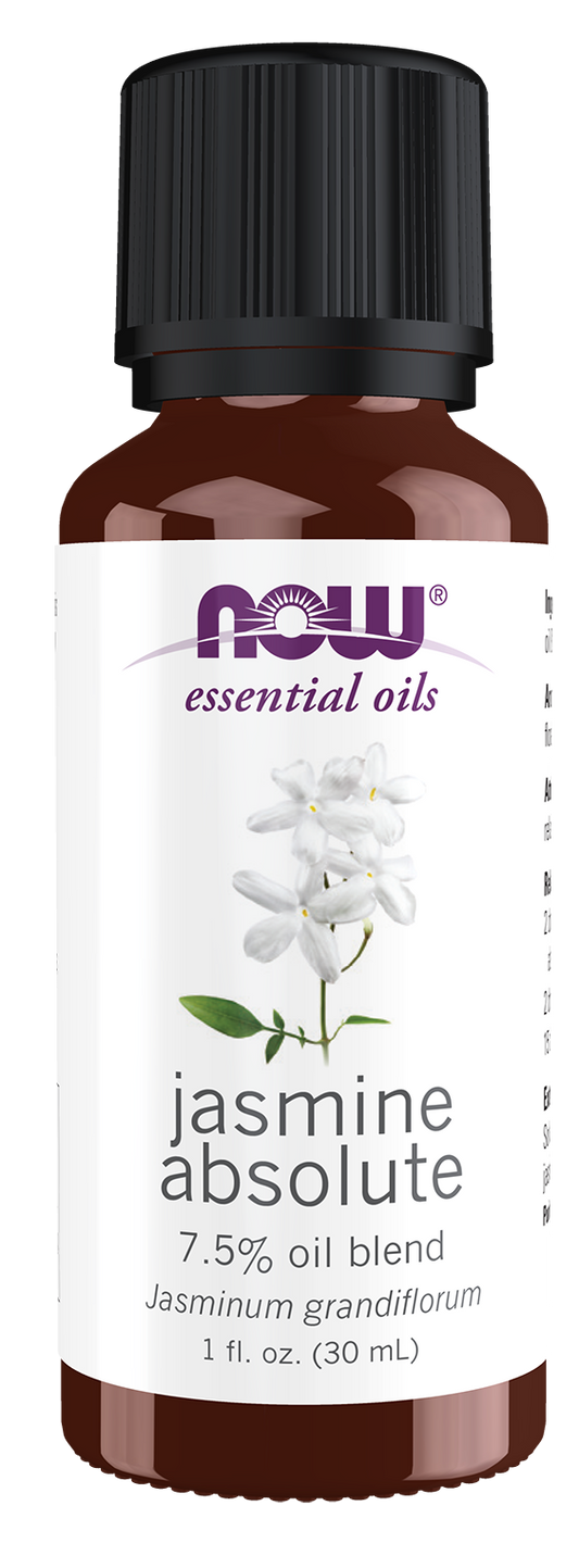 NOW Essential Oils, Jasmine Absolute Oil Blend with Jojoba, 1 fl. oz