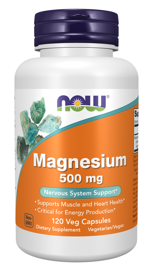 NOW Supplements, Magnesium 500 mg, Nervous System Support*, 120 Veg Caps