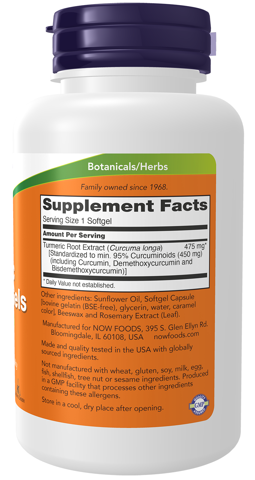 NOW Supplements, Tumeric Curcumin Gels, With 95% Curcuminoids, 60 Softgels