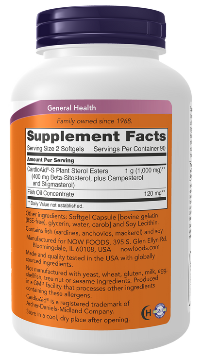 NOW Supplements, Beta-Sitosterol Plant Sterols CardioAid®-S, 180 Softgels
