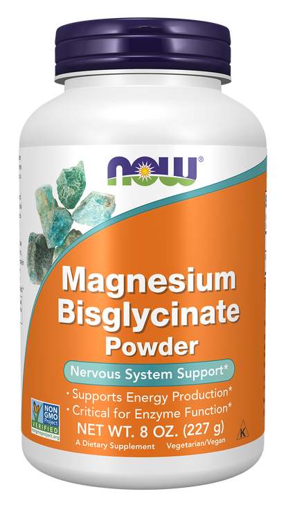 NOW Supplements, Magnesium Bisglycinate Powder, Enzyme Function*, 8 oz