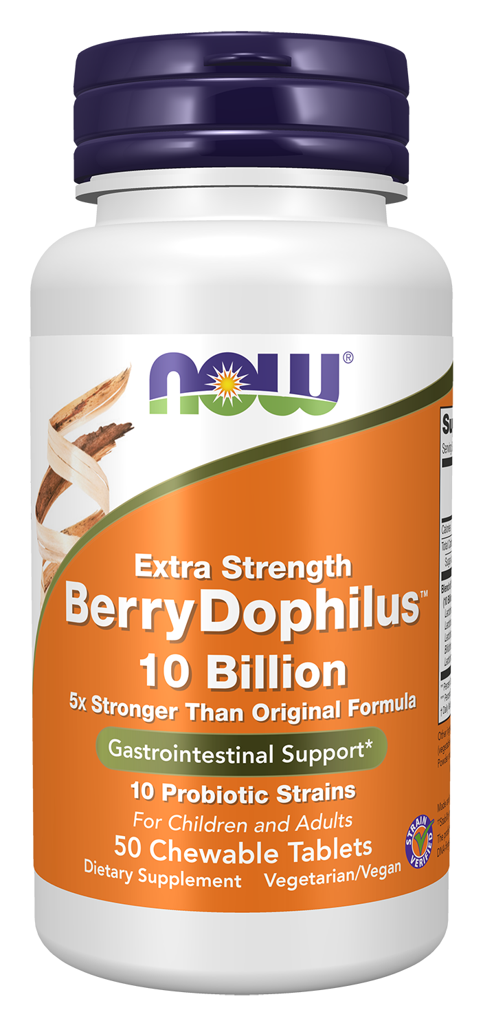 NOW Supplements, BerryDophilus™, 10 Billion, 10 Strains, 50 Chewables
