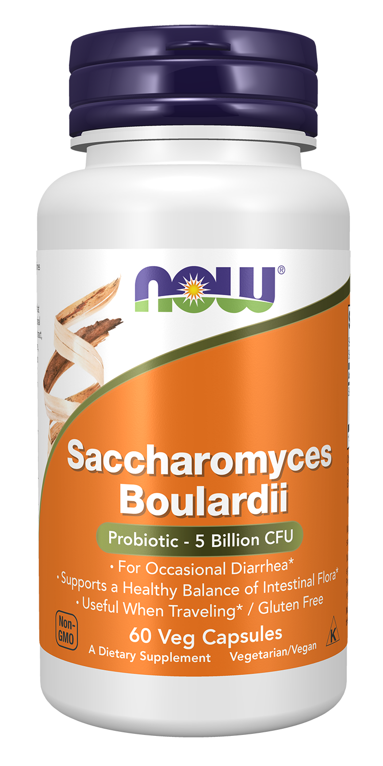 NOW Supplements, Saccharomyces Boulardii, 5 Bil CFU Probiotic, 60 Veg Caps
