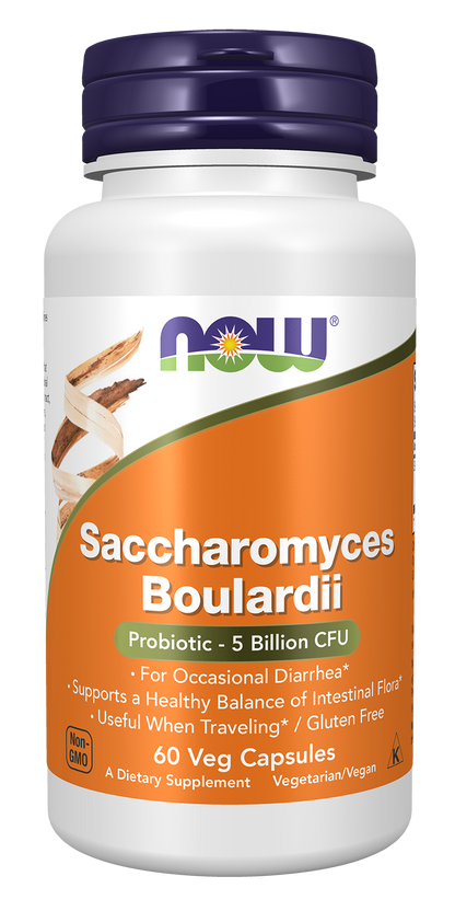 NOW Supplements, Saccharomyces Boulardii, 5 Bil CFU Probiotic, 60 Veg Caps