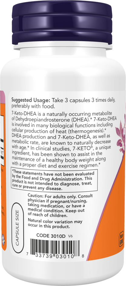 NOW Supplements, 7-Keto (DHEA Acetate-7-one) 25 mg, 90 Veg Caps