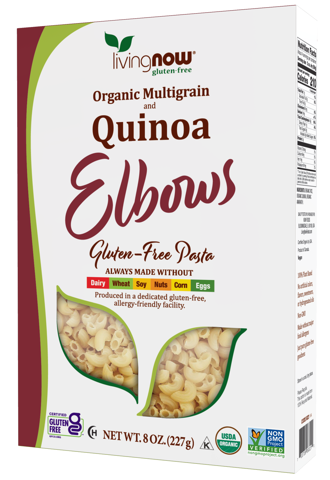 NOW Foods, Organic Quinoa Macaroni, Gluten-Free, Elbow Pasta, 8 oz