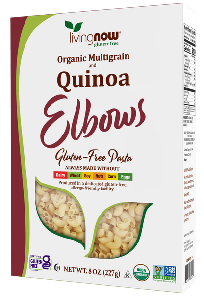 NOW Foods, Organic Quinoa Macaroni, Gluten-Free, Elbow Pasta, 8 oz