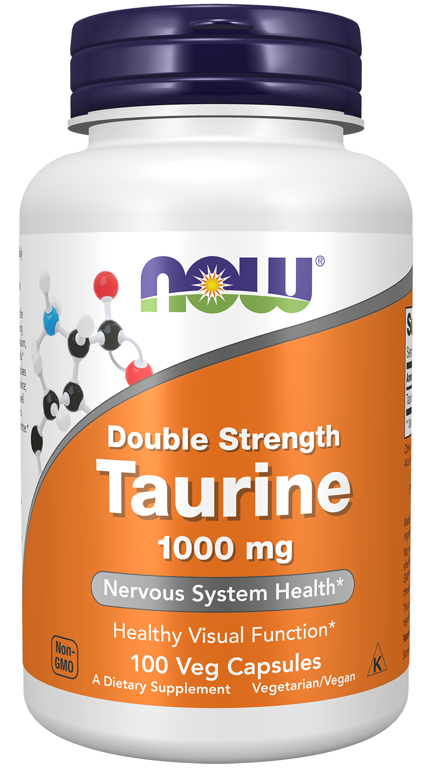 NOW Supplements, Taurine 1,000 mg, Double Strength, 100 Veg Caps