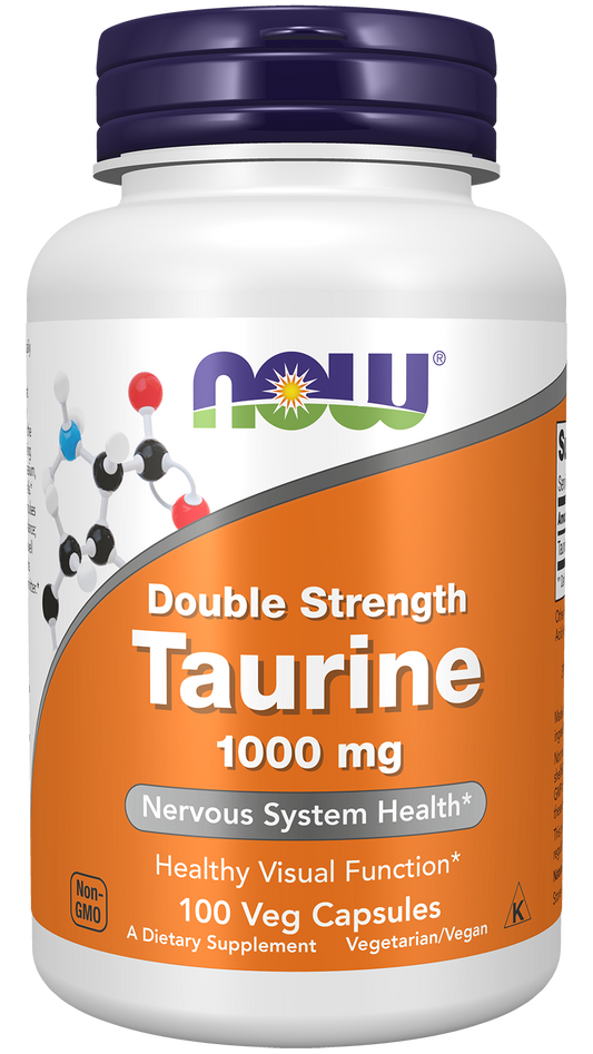 NOW Supplements, Taurine 1,000 mg, Double Strength, 100 Veg Caps