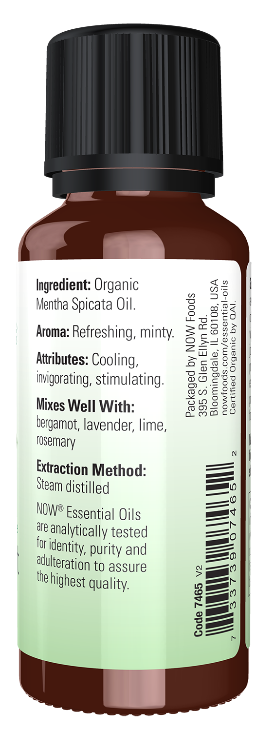 NOW Essential Oils, Organic Spearmint Oil, Steam Distilled, 1 fl. oz