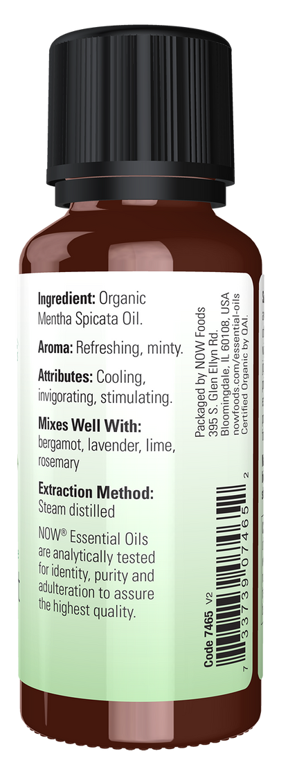 NOW Essential Oils, Organic Spearmint Oil, Steam Distilled, 1 fl. oz