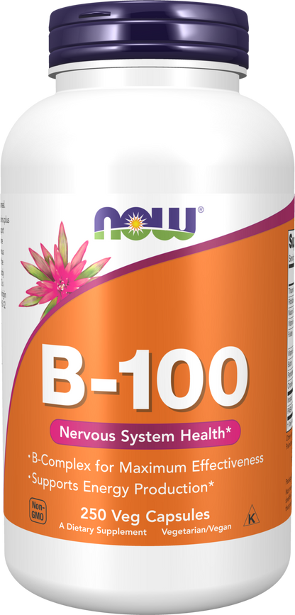 NOW Supplements, Vitamin B-100, Energy Production*, 250 Veg Caps
