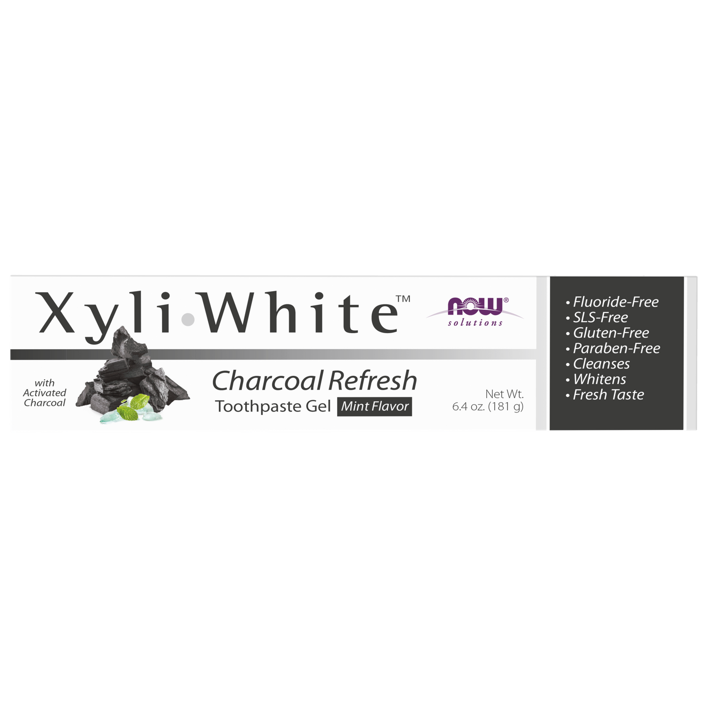 NOW Solutions, Xyliwhite™ Toothpaste Gel, Charcoal Refresh, Mint, 6.4 oz
