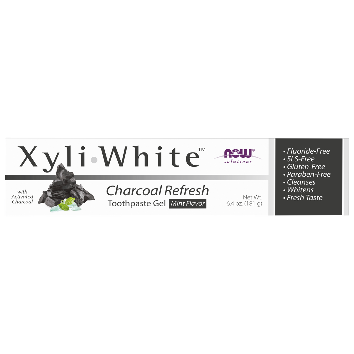 NOW Solutions, Xyliwhite™ Toothpaste Gel, Charcoal Refresh, Mint, 6.4 oz