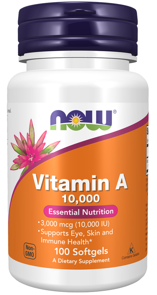 NOW Supplements, Vitamin A 10,000 IU, Eye Health*, 100 Softgels