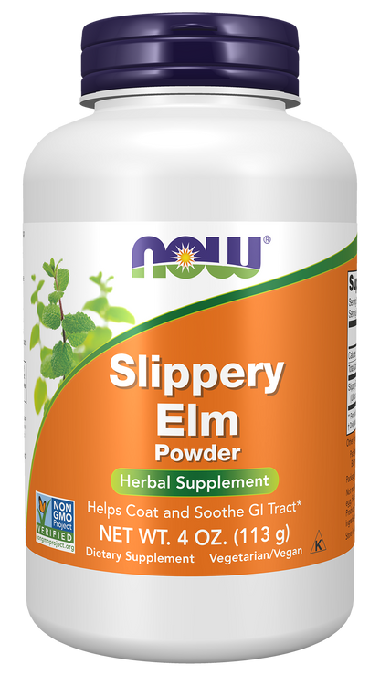 NOW Supplements, Slippery Elm Powder (Ulmus rubra), Herbal Supplement, 4-oz
