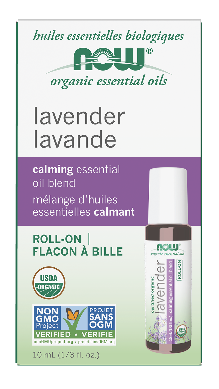 NOW Essential Oils, Organic Lavender Calming Roll-On, 10 mL