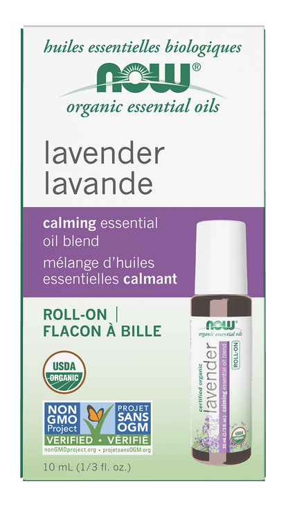 NOW Essential Oils, Organic Lavender Calming Roll-On, 10 mL