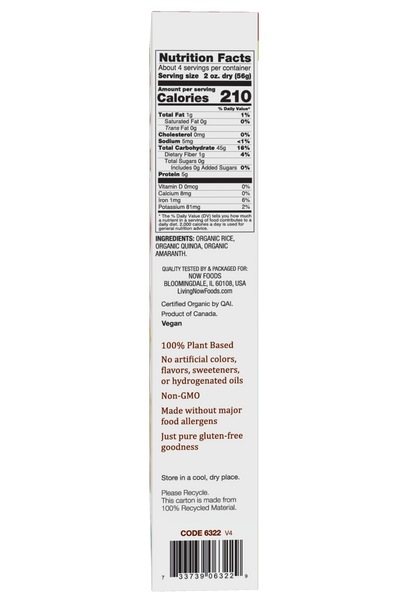 NOW Foods, Organic Quinoa Penne, Gluten-Free, Quinoa and Rice Pasta, 8 oz