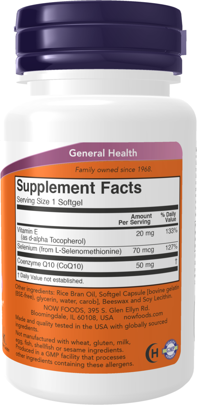 NOW Supplements, CoQ10 50 mg, with Selenium and Vit E, 50 Softgels