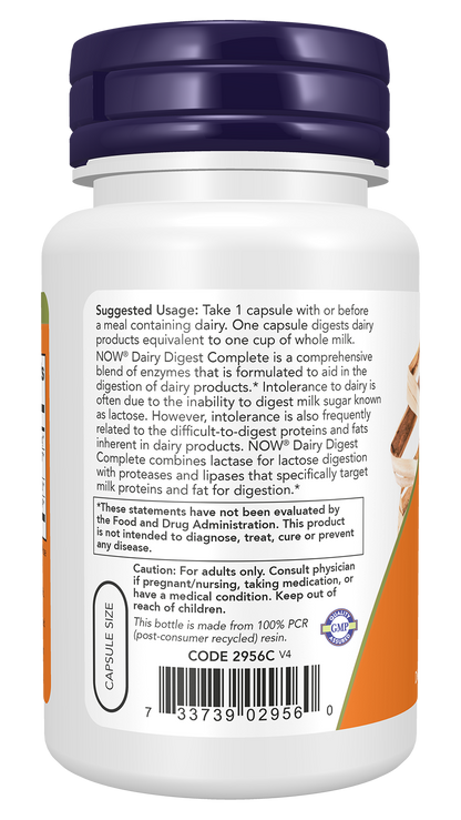 NOW Supplements, Dairy Digest Complete, Digests Lactose*, 90 Veg Caps