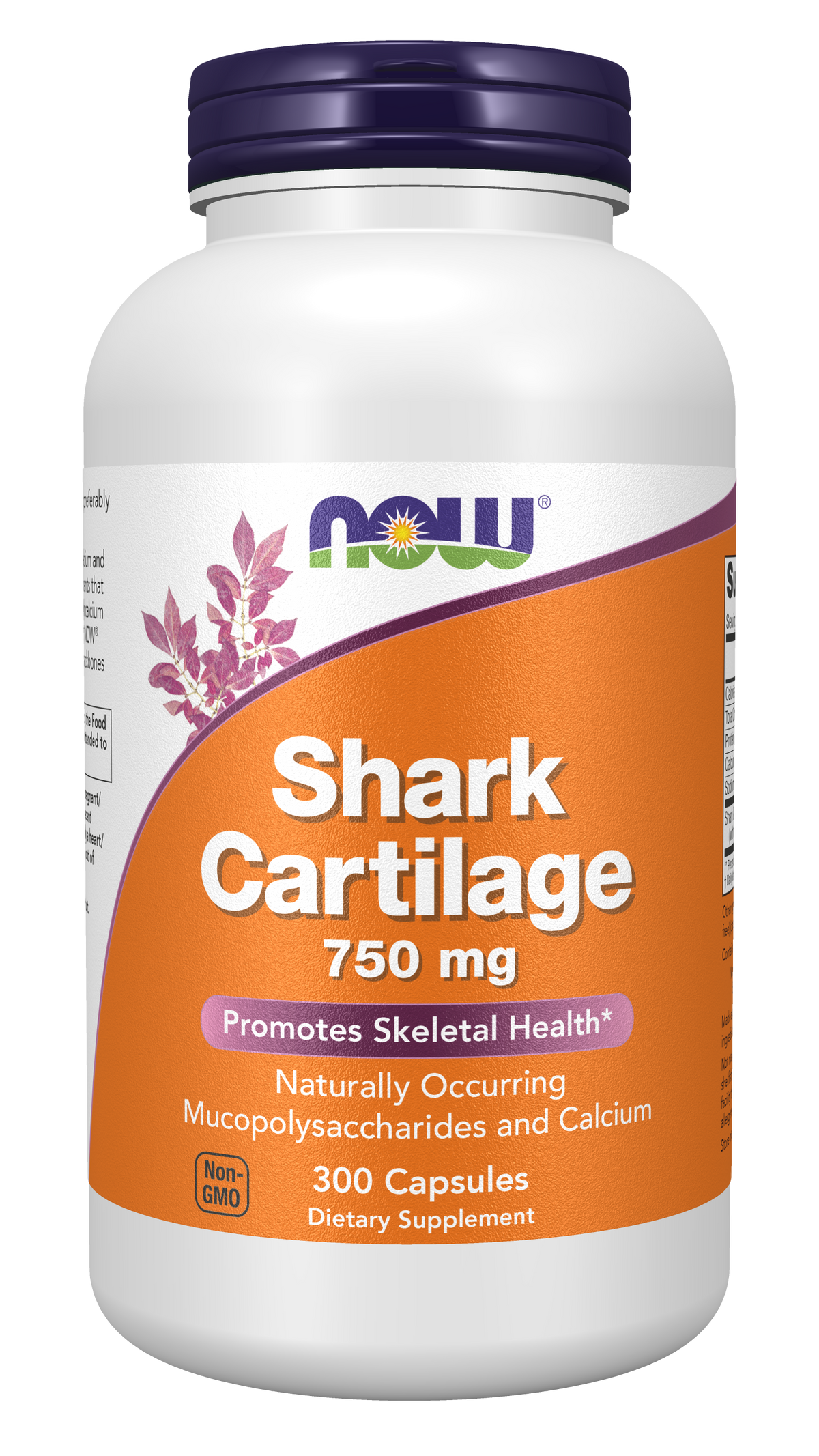 NOW Supplements, Shark Cartilage 750 mg with Naturally occurring Mucopolysaccharides and Calcium, 300 Capsules