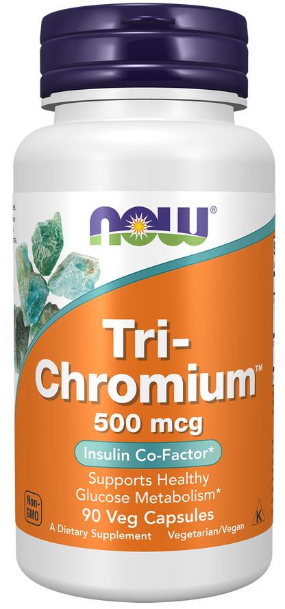 NOW Supplements, Tri-Chromium™ 500 mcg, Insulin Co-Factor*, 90 Veg Caps