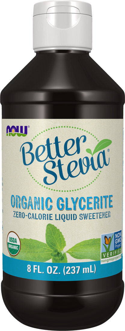 NOW  BetterStevia® Organic Glycerite Zero-Calorie Sweetener, 8 fl. oz.