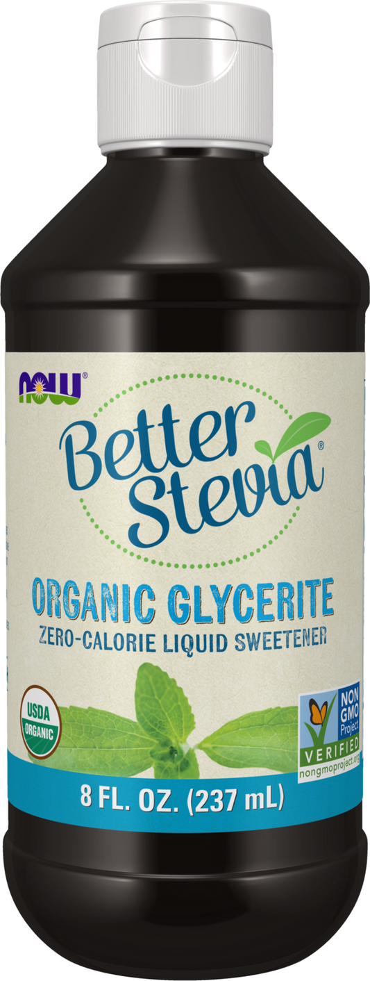 NOW  BetterStevia® Organic Glycerite Zero-Calorie Sweetener, 8 fl. oz.