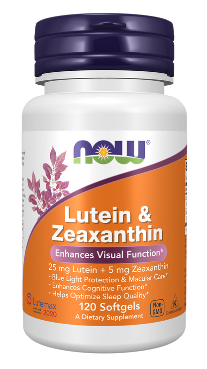 NOW Supplements, Lutein & Zeaxanthin with 25 mg Lutein and 5 mg Zeaxanthin, 120 Softgels